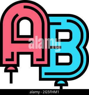 alphabet Buchstaben Ballons Farbe Symbol Vektor Illustration Stock Vektor