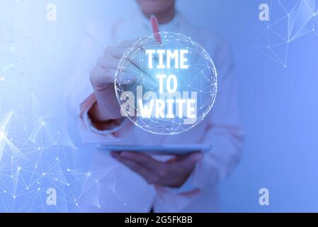 Inspiration zeigt Zeichen Time to Write. Internet-Konzept, um etwas aufzuzeichnen oder eine Idee in Papier oder Buch auszudrücken Inspirational Business-Technologie Stockfoto