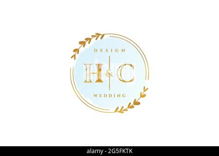 HC Beauty Monogramm und elegantes Logo Design Handschrift Logo der ersten Unterschrift, Hochzeit, Mode, Blumen und botanische mit kreativen Vorlage. Stock Vektor