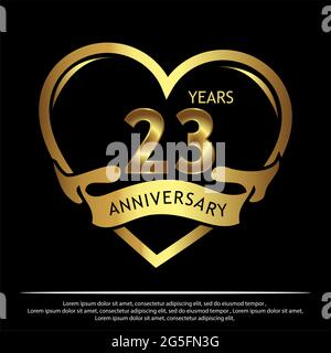 23 Jahre Jubiläum golden. Jahrestag Vorlage Design für Web, Spiel, Kreatives Poster, Broschüre, Flyer, Flyer, Magazin, Einladungskarte - Vektor Stock Vektor