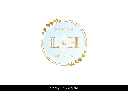 LH Beauty Monogramm und elegantes Logo Design Handschrift Logo der ersten Unterschrift, Hochzeit, Mode, Blumen und botanischen mit kreativen Vorlage. Stock Vektor