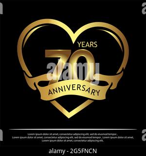 70 Jahre Jubiläum golden. Jahrestag Vorlage Design für Web, Spiel, Kreatives Poster, Broschüre, Flyer, Flyer, Magazin, Einladungskarte - Vektor Stock Vektor