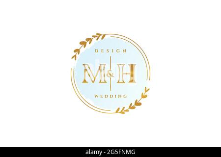 MH Beauty Monogramm und elegantes Logo Design Handschrift Logo der ersten Unterschrift, Hochzeit, Mode, Blumen und botanische mit kreativen Vorlage. Stock Vektor