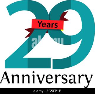 29 Jahre Jubiläums-Papier isoliert. Jubiläums-Vorlage Design für Web, Spiel, Kreatives Poster, Broschüre, Flyer, Zeitschrift, Einladungskarte Stock Vektor