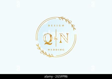QN Beauty Monogramm und elegantes Logo Design Handschrift Logo der ersten Unterschrift, Hochzeit, Mode, Blumen und botanischen mit kreativen Vorlage. Stock Vektor