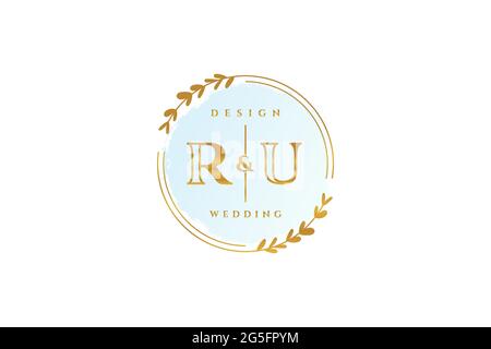 RU Schönheit Monogramm und elegante Logo-Design Handschrift Logo der ersten Unterschrift, Hochzeit, Mode, Blumen und botanischen mit kreativen Vorlage. Stock Vektor