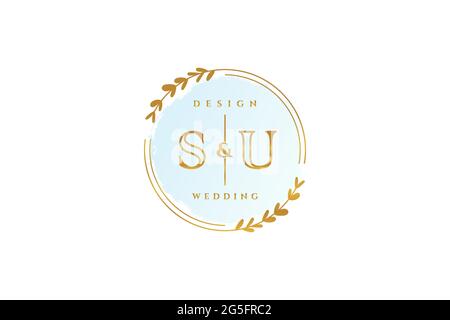 SU Beauty Monogramm und elegantes Logo Design Handschrift Logo der ersten Unterschrift, Hochzeit, Mode, Blumen und botanische mit kreativen Vorlage. Stock Vektor