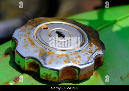 Close up alte vintage rustikalen Tank Kappe. Bild Foto Stockfoto