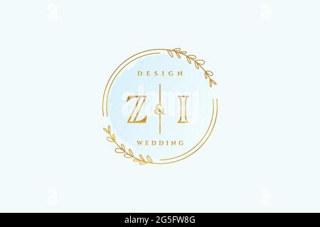 ZI Beauty Monogramm und elegantes Logo Design Handschrift Logo der ersten Unterschrift, Hochzeit, Mode, Blumen und botanischen mit kreativen Vorlage. Stock Vektor