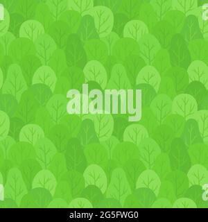 Nahtloser Waldhintergrund. Wiederholendes Muster von handgezeichneten hellgrünen Bäumen. Vektorgrafik Clip Art Illustration. Stock Vektor