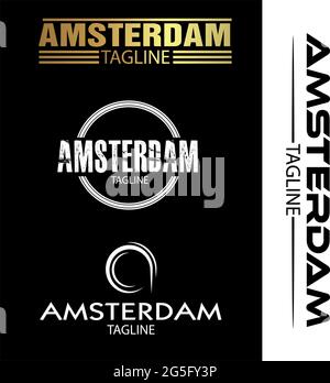 Amsterdamer Typografie-Set, flache Designs. Stock Vektor