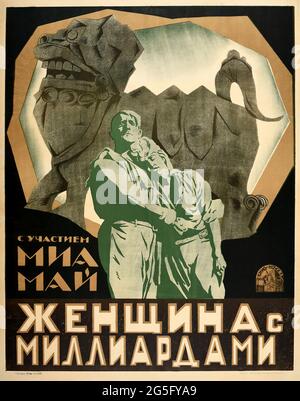 Vintage Soviet Movie Poster – Herrin der Welt – Mia May, Silent Film, 1920er Jahre Stockfoto