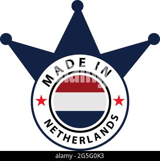 Made in Netherlands Stock Icon, flaches Design. Label Stock Vektor
