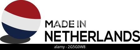 Made in Netherlands Stock Icon, flaches Design. , Etikett Stock Vektor