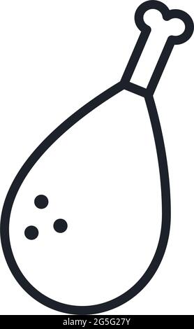 Hähnchenschenkel-Symbol. Vektor isolierte lineare Symbol Konturform Umriss. Dünne Linie. Modernes Glyphen-Design. Fleischwaren und Geflügel. Lebensmittelzutaten Stock Vektor