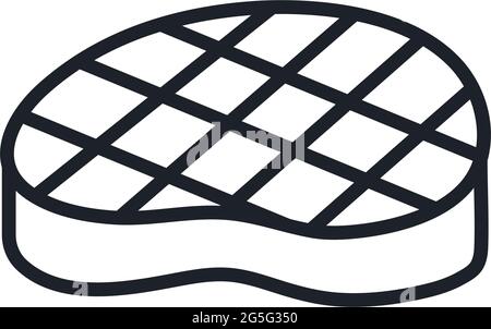 Steak-Ikone. Vektor isolierte lineare Symbol Konturform Umriss. Dünne Linie. Modernes Glyphen-Design. Fleischerzeugnisse. Lebensmittelzutaten Stock Vektor