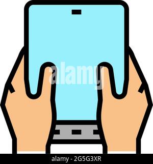 Benutzer spielt auf dem flexiblen Smartphone-Bildschirm Farbe Symbol Vektor Illustration Stock Vektor