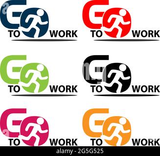 Zu den Symbolen für Arbeitsmaterial wechseln. Buntes Set-Symbol. Beschriftung. vektor Stock Vektor