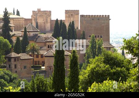 GRANADA, ANDALUSIEN, SPANIEN - JULI 24 2018 : Alhambra Palace. Stockfoto