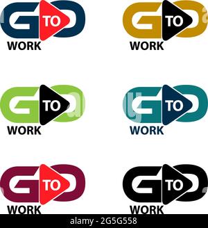 Zu den Symbolen für Arbeitsmaterial wechseln. Buntes Set-Symbol. Beschriftung. vektor Stock Vektor