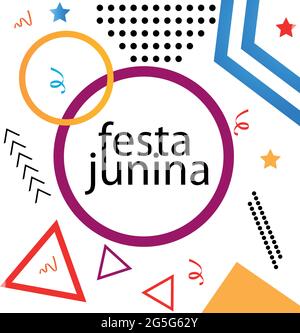 Festa Junina Design Vektor-Design mit memphis Hintergrund Stock Vektor