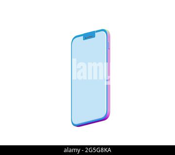 3d-gerendertes Smartphone isoliert auf weißem Hintergrund Lolly Design Stockfoto