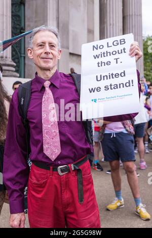 Peter Tatchell bei der dritten Ausgabe von London Trans Pride Stockfoto