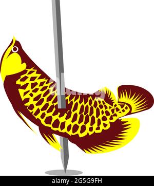 Arowana-Fischvektor, toter Fisch. Vektorgrafik auf weißem Hintergrund Stock Vektor
