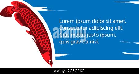 Arowana Fisch und blauer Hintergrund. Vektorgrafik auf weißem Hintergrund Stock Vektor