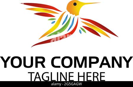 Farbenfrohes Hummingbird-Logo. Vektorgrafik auf weißem Hintergrund Stock Vektor