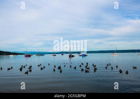 Herrsching am Ammersee, See in Bayern Stockfoto