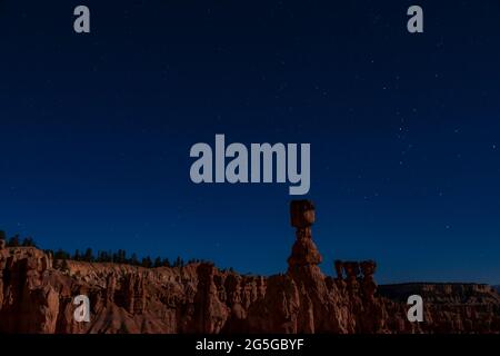 Thor's Hammer unter dem Nachthimmel im Bryce Canyon National Park, Utah Stockfoto