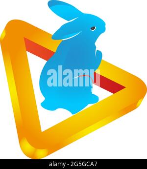 Tierfilm-Logo, flaches Design. Vektorgrafik auf weißem Hintergrund Stock Vektor