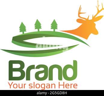 Deer Logo Design-Vorlage. Vektorgrafik. Stock Vektor