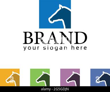Pferdelogo. Flaches Design. Tierlogo Stock Vektor