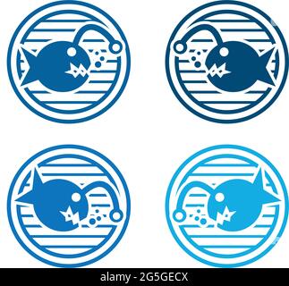 Sammlung von Piranha Ikone. Flaches Logo-Design Stock Vektor