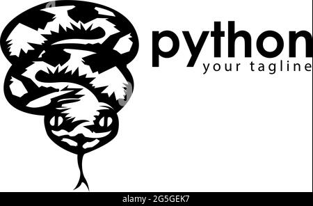 Schwarz python logo Vorlage. Schwarz python Monogramm Stock Vektor