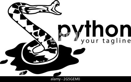Schwarz python logo Vorlage. Schwarz python Monogramm Stock Vektor