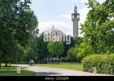 London Central Mosque (Regent's Park Mosque) vom Regent's Park, City of Westminster, Greater London, England, Großbritannien Stockfoto