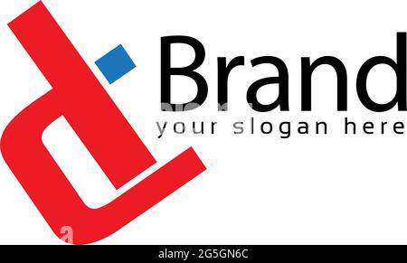 CD-Logo mit rotem und blauem Buchstaben. Vektorgrafik auf weißem Hintergrund Stock Vektor