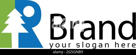 Fichte Buchstabe R Logo. Vektorgrafik Stock Vektor