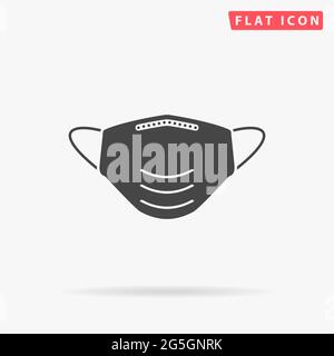 Symbol für flache Vektorgrafik für medizinische Schutzmaske. Handgezeichnete Design-Illustrationen. Stock Vektor