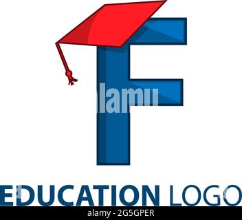 Graduierung Logo Stock, Buchstabe f, Bildung Logo Stock Vektor