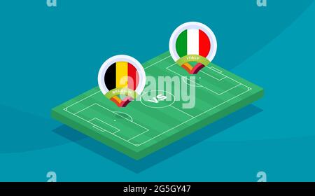 belgien vs italien Spiel Vektor Illustration Fußball 2020 Meisterschaft Stock Vektor