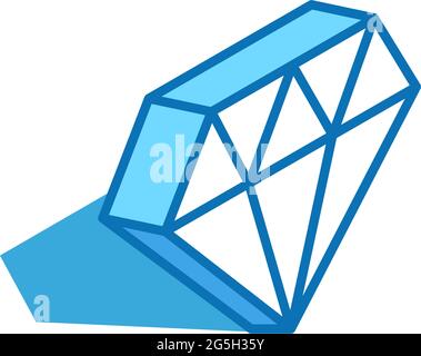 Isometrisches Rautensymbol. Schmuck, Edelstein 3D Linie Symbol. Stock Vektor