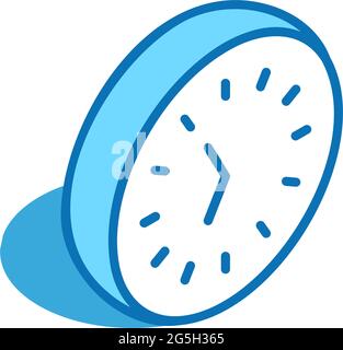 Isometrisches Symbol für die Uhr. Timer, Stoppuhr, 3D-Kalenderliniensymbol. Stock Vektor