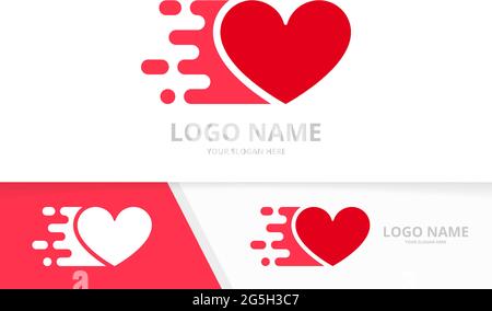 Vector Quick Heart Logo-Kombination. Fast Love Logo Design-Vorlage. Stock Vektor