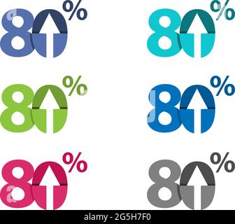 Achtzig Prozent nach oben, Pfeildarstellung nach oben Stock Vektor