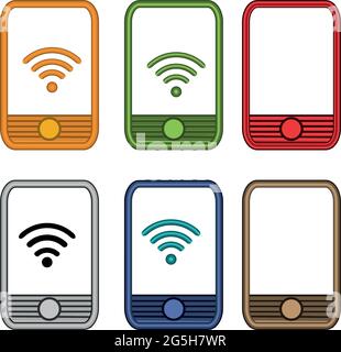 Symbol für farbenfrohe Handtelefone eingestellt. Stock Vektor