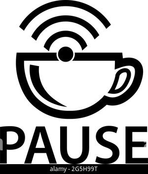 Pause mit WiFi-Symbol, flaches Design. Vektorgrafik auf weißem Hintergrund Stock Vektor